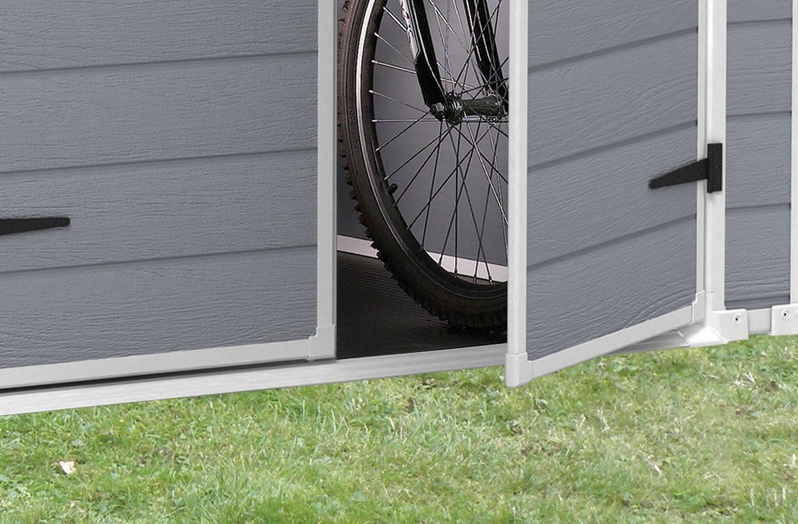 Pakevo™ | 6x5ft Outdoor Plastic Garden Storage Shed — Weatherproof Grey Garden Shed