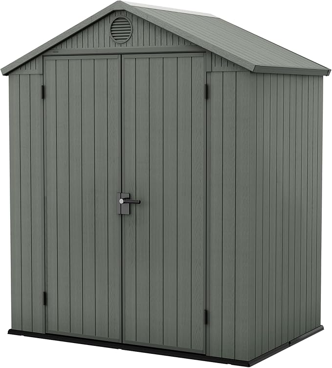 Pakevo™ | Darwin 6x4ft Double Door Garden Shed — Wood-Effect Outdoor Storage