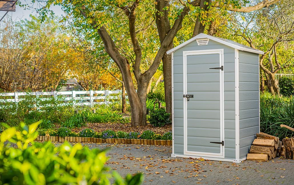 Pakevo™ | 6x5ft Outdoor Plastic Garden Storage Shed — Weatherproof Grey Garden Shed