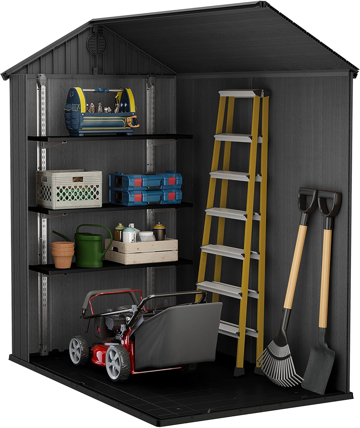 Pakevo™ | Darwin 6x4ft Double Door Garden Shed — Wood-Effect Outdoor Storage