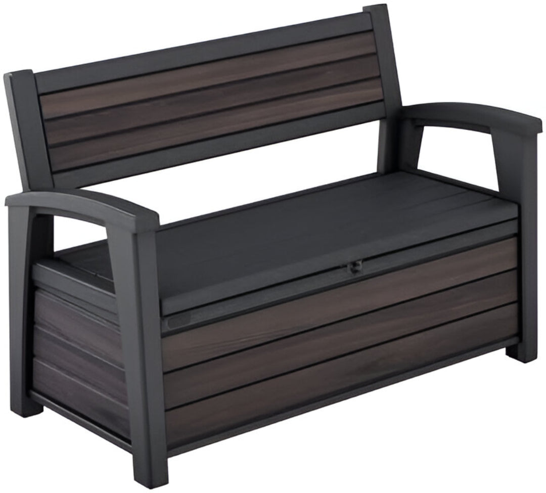Pakevo™ | 227L Outdoor Storage Bench — Seats 2, Wood-Look Resin, All-Weather