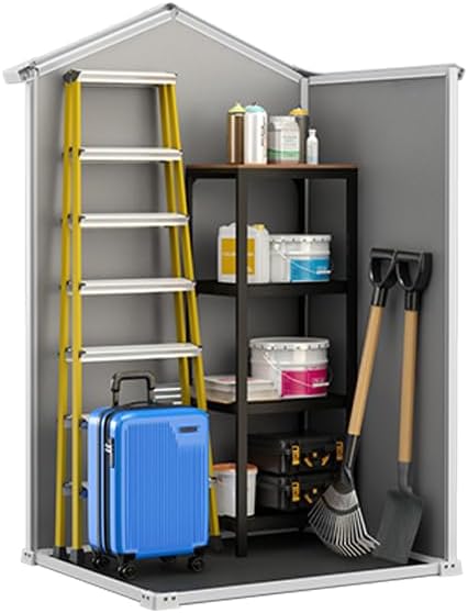 Pakevo™ | 6x5ft Outdoor Plastic Garden Storage Shed — Weatherproof Grey Garden Shed