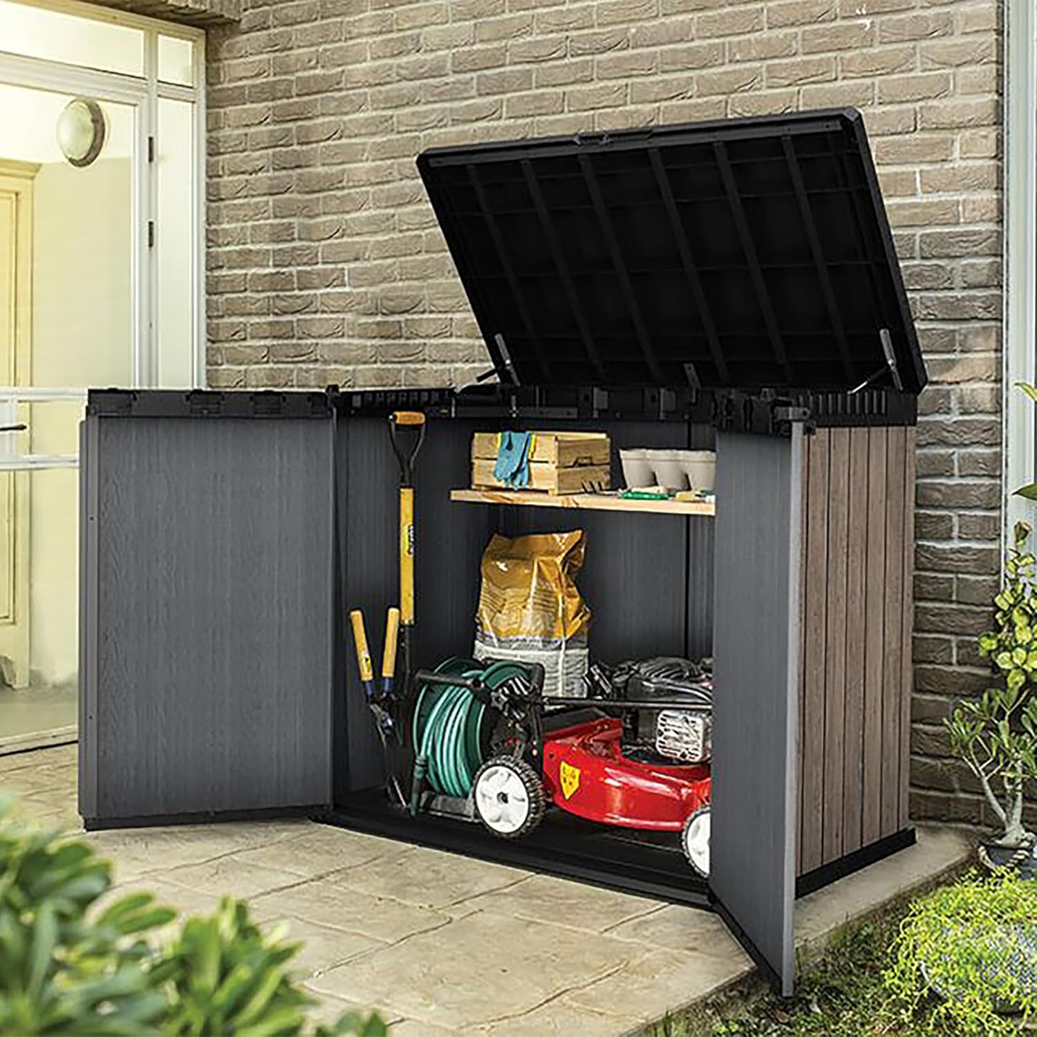 Pakevo™ | 1150L Outdoor Garden Storage Box — Lockable Weatherproof Resin Storage for Tools, Bins & BBQ