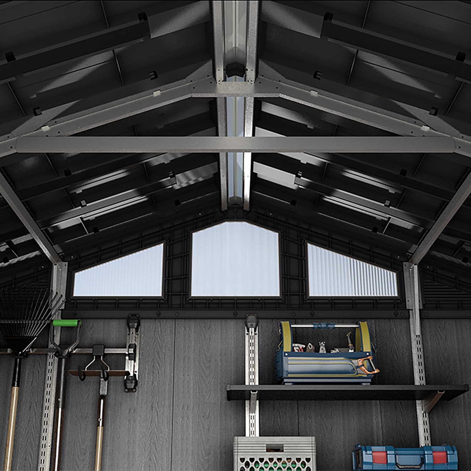 Pakevo™ | 10x15ft Stronghold Outdoor Storage Shed — Wood-Effect, Weatherproof & Steel-Reinforced