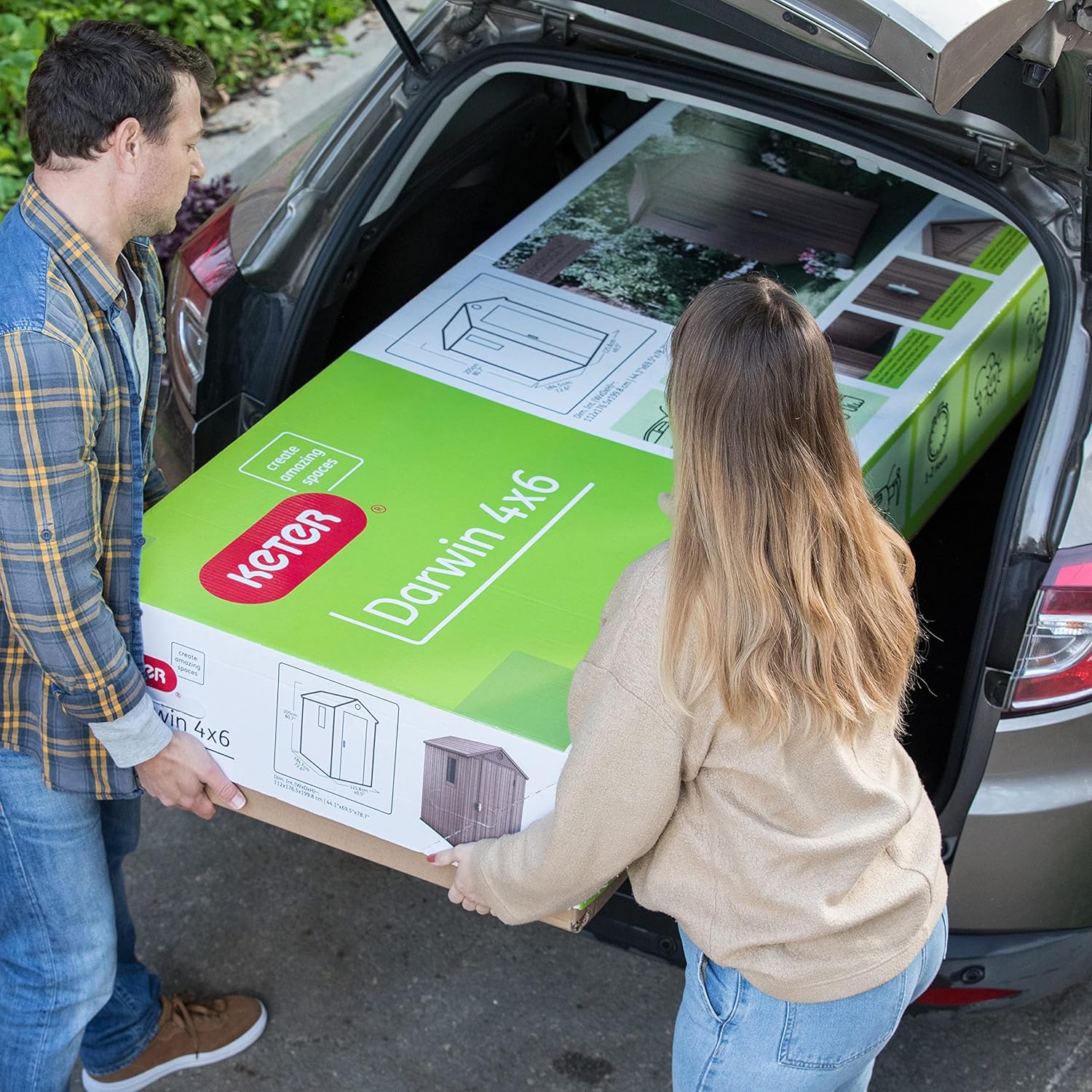 Pakevo™ | Darwin 6x4ft Double Door Garden Shed — Wood-Effect Outdoor Storage