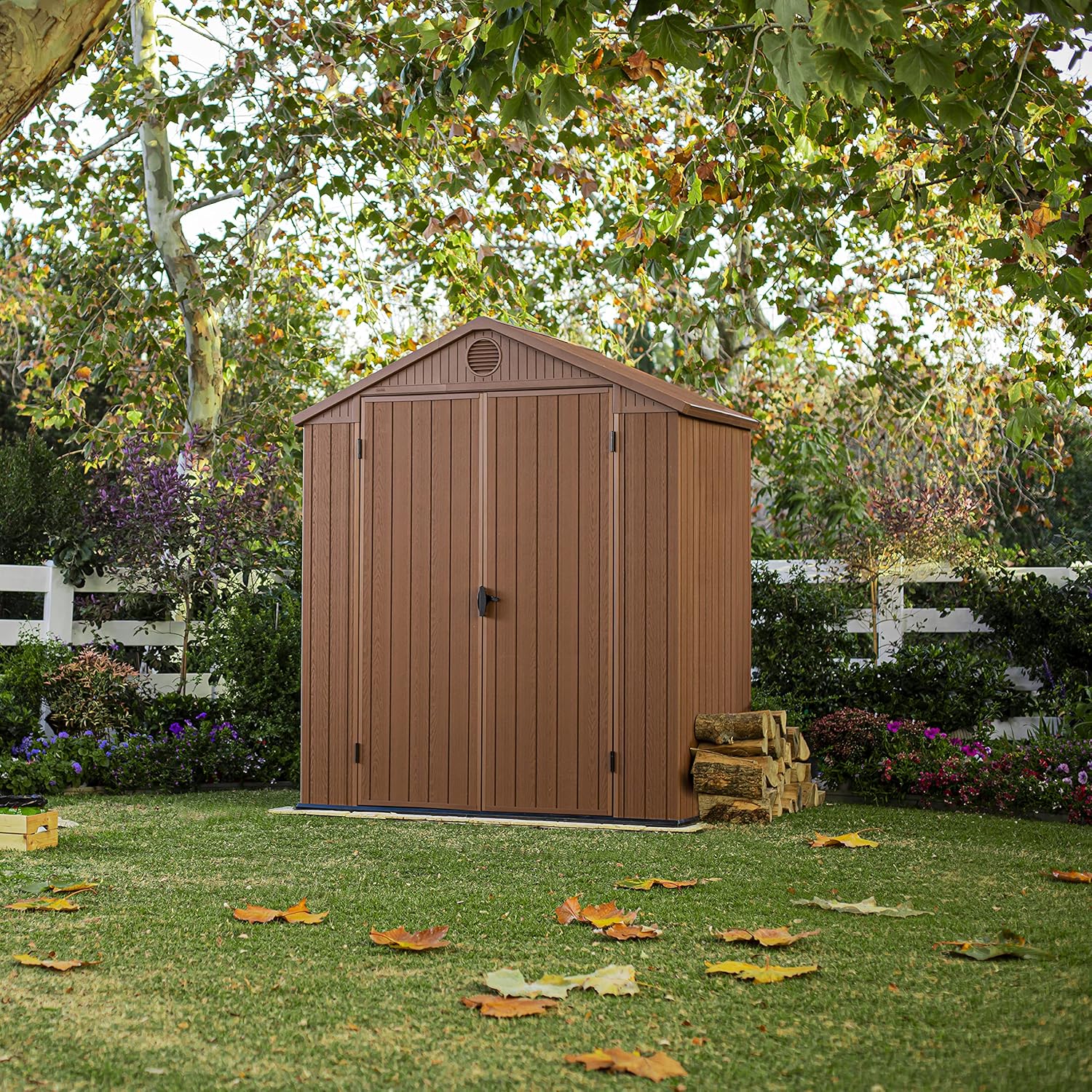 Pakevo™ | Darwin 6x4ft Double Door Garden Shed — Wood-Effect Outdoor Storage